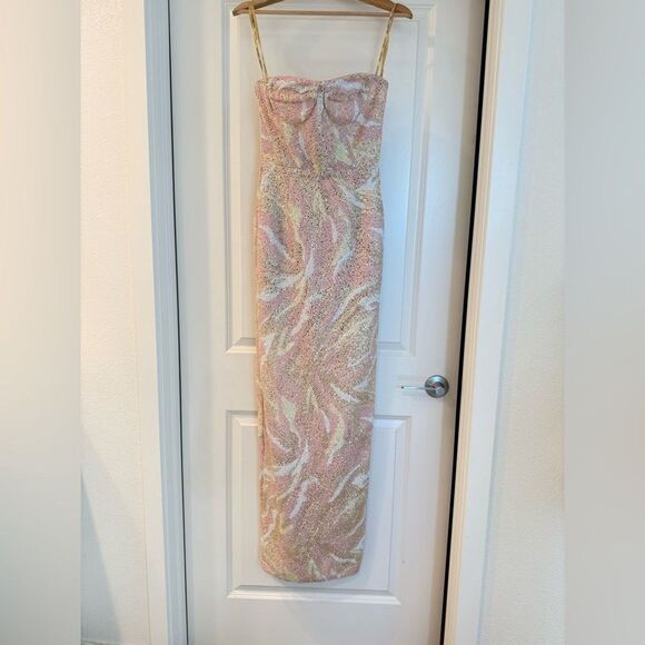 New Bronx and Banco Dahlia Strapless Maxi Dress in Blush Multi Pink - Picture 5 of 15